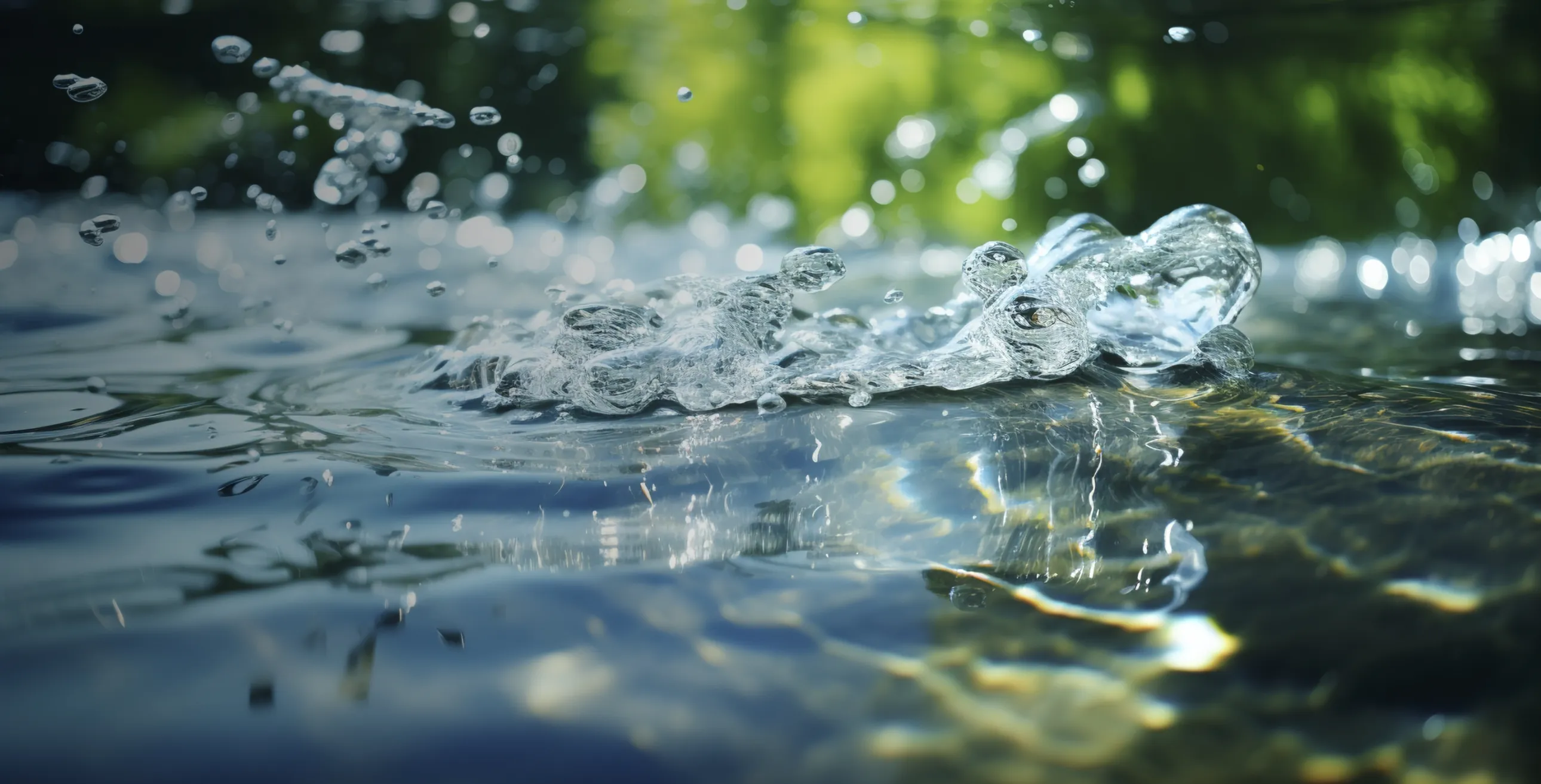 ろ材更生メインビジュアル：水の流れと自然環境